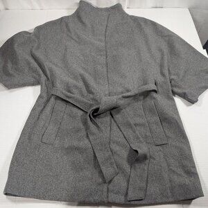 H&M Wool Blend Short Sleeve Button Belted Coat Size 10 **